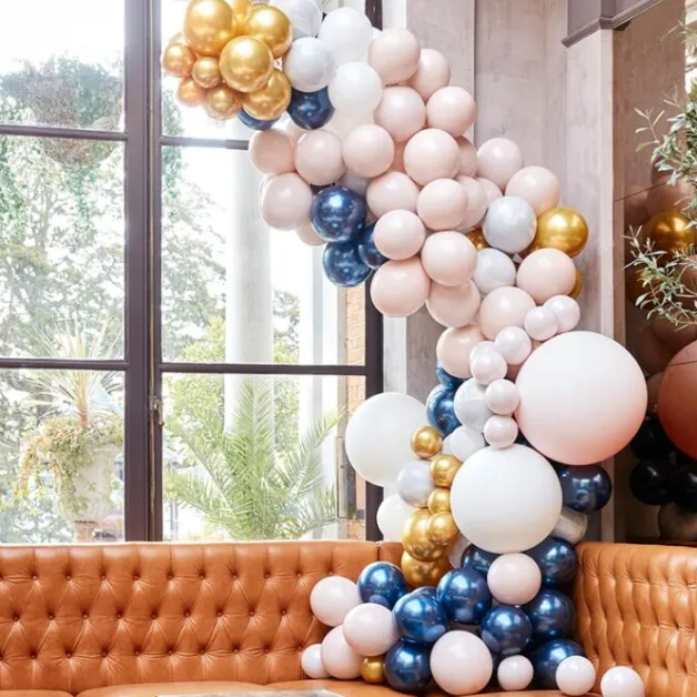 Ballongbåge – Marmor, blå och guld