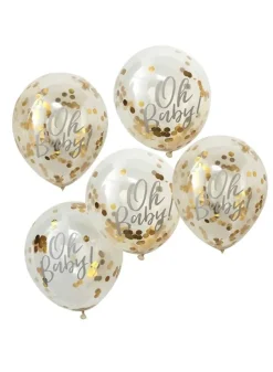 Ballonger oh baby – Guldconfetti 5-pack