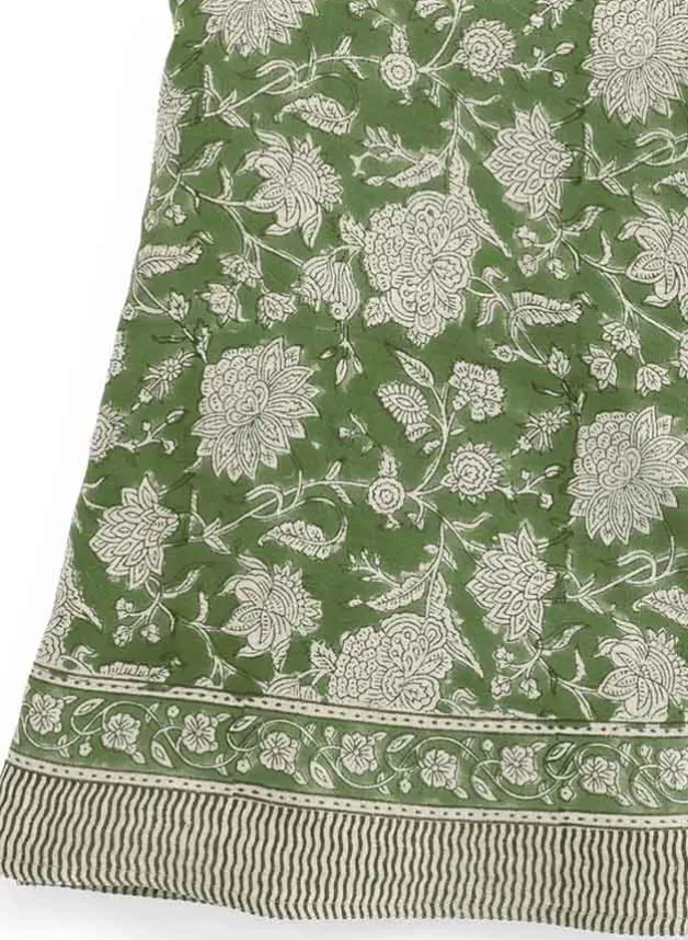 Bordsduk JULDUK i Linne Indian Rose Green Ø 220cm – Chamois