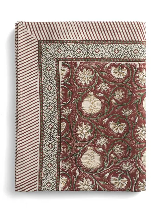 Bordsduk Tangier Pomegranate Red & Green 150x350cm – Chamois