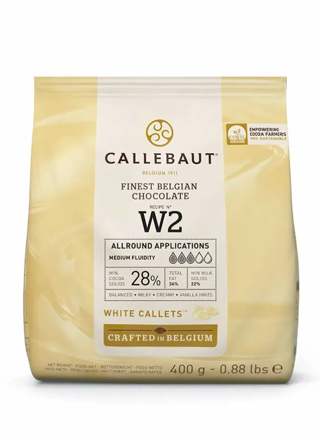 Callebaut Vit Belgisk Chokladpellets W2 – 400 gr