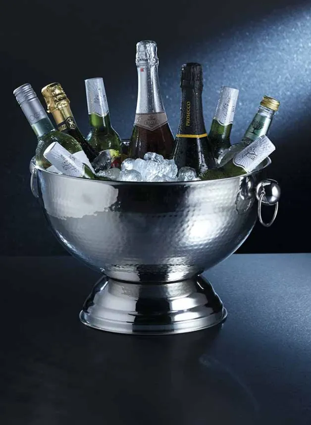 Champagneskål i hamrad stål, Dia 36,5 cm
