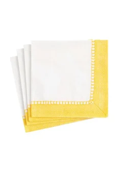 Cocktailservett Gul 25×25 cm – Linen Border Yellow – Caspari