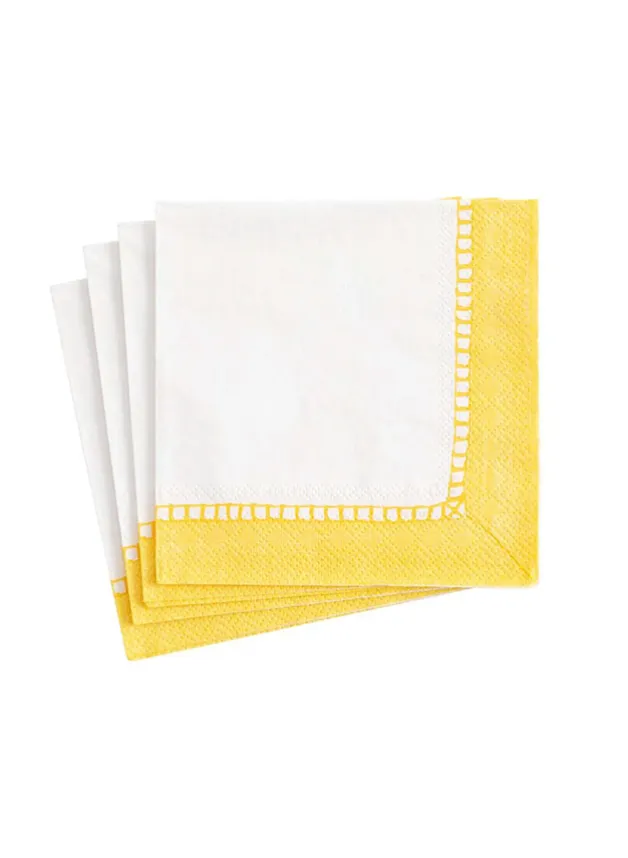 Cocktailservett Gul 25×25 cm – Linen Border Yellow – Caspari