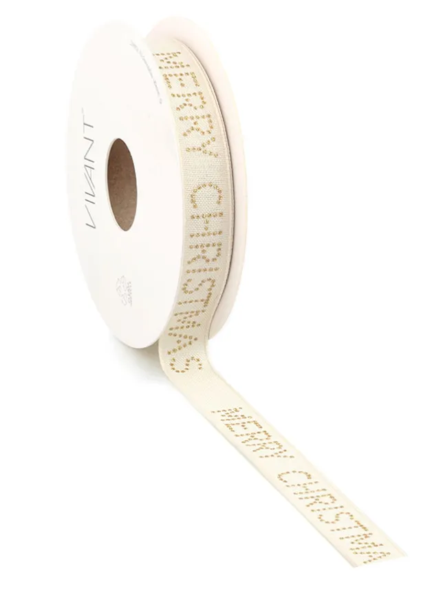CREMEVITT presentband Merry Christmas i prickar 15 mm -15 meter
