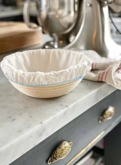 Duk till jäskorg – Jäskorgsduk 20 cm – Turkos söm
