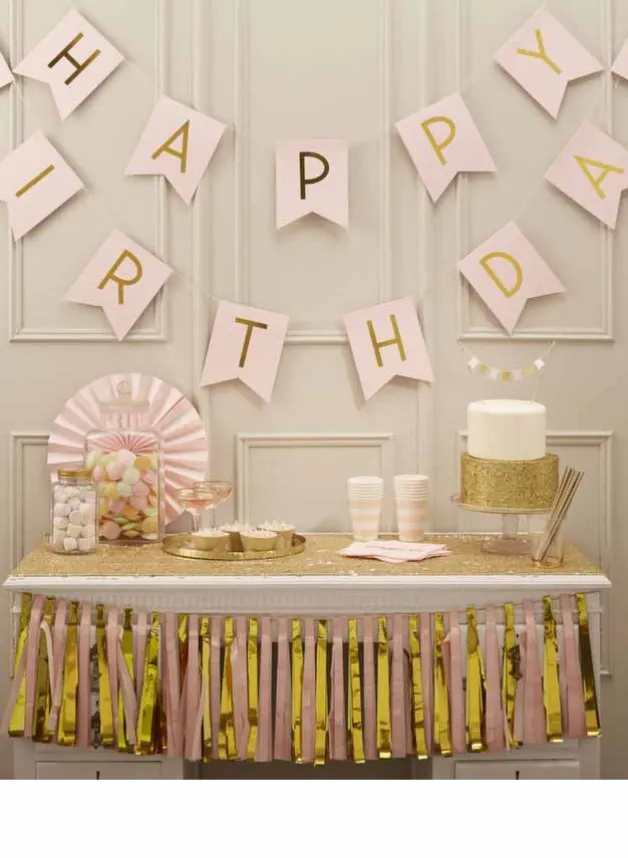 Flaggspel – Rosa Happy Birthday