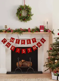 Flaggspel vinröd med guldtext Merry C. – Ginger Ray