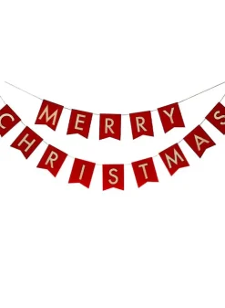 Flaggspel vinröd med guldtext Merry C. – Ginger Ray