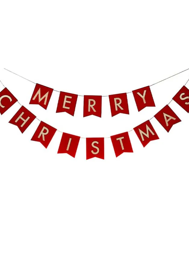 Flaggspel vinröd med guldtext Merry C. – Ginger Ray