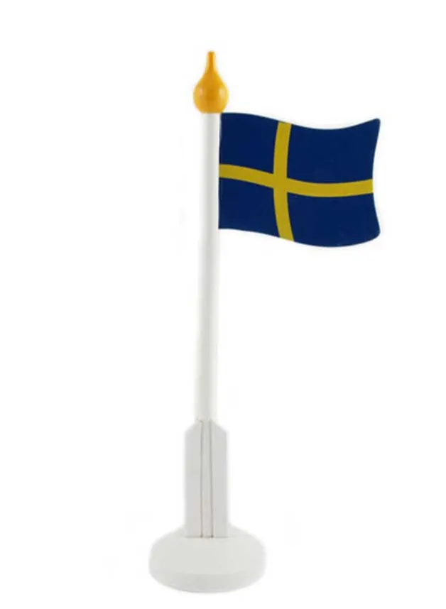 Flaggstång i trä 25 cm – Svenska Flaggan