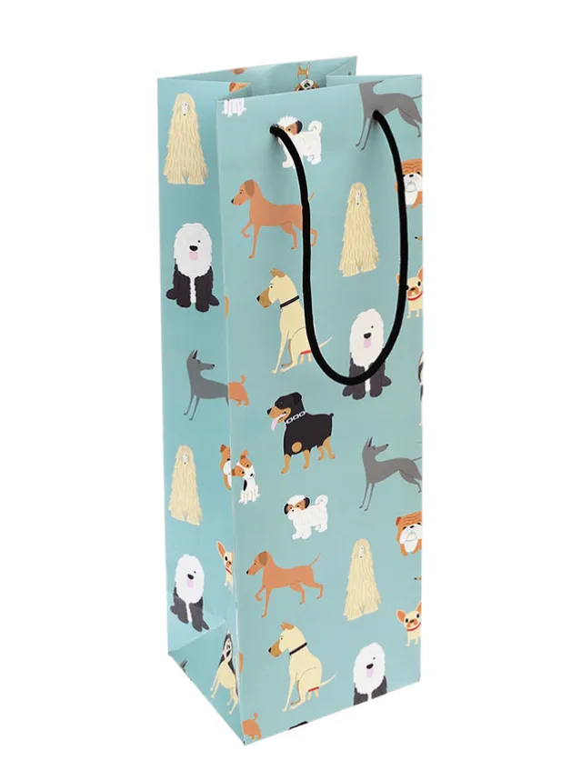 Flaskpresentpåse med Hundar – 12x36x10 cm