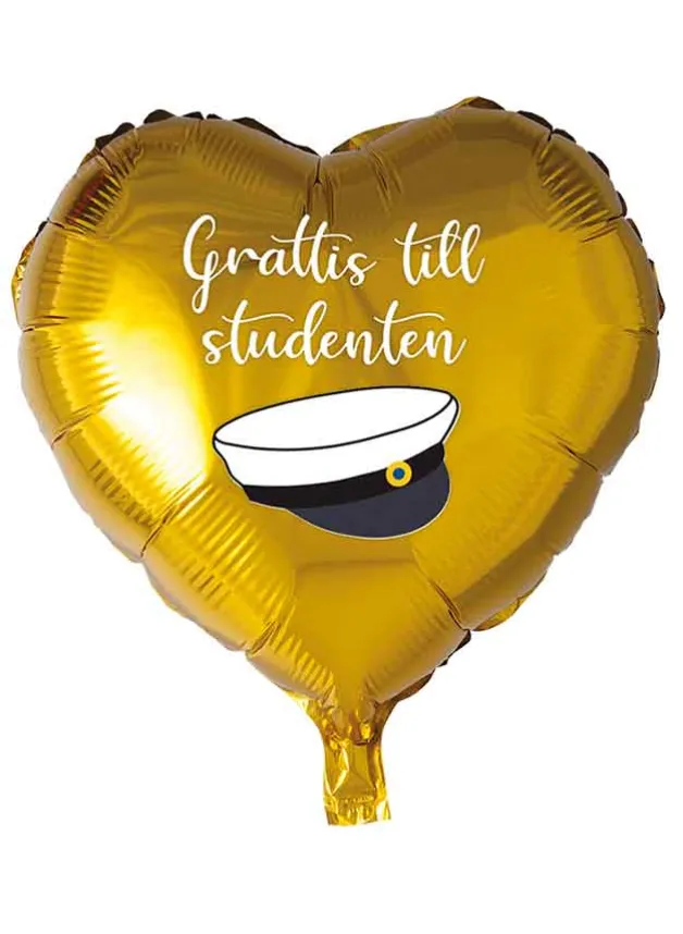 Folieballong hjärta med studentmössa – 46 cm