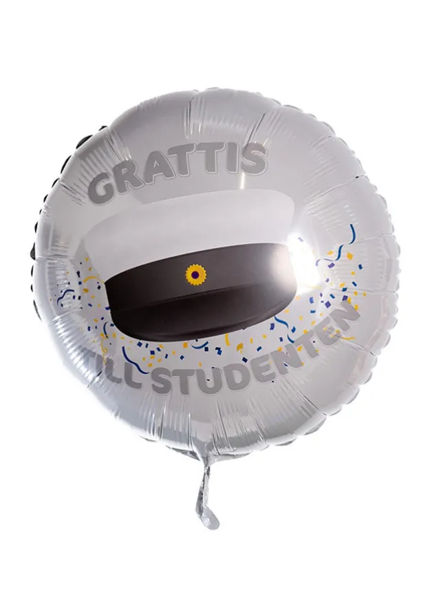 Folieballong i silver – Grattis Till Studenten 53 cm – ballongkungen