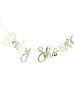 gold foiled baby shower bunting – Oh baby