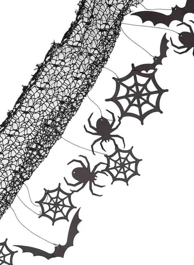 Halloween – Flaggspel med spindlar, fladdermöss och spindelnät