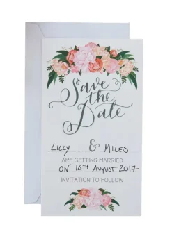 Hand illustrated floral save the date cards – boho