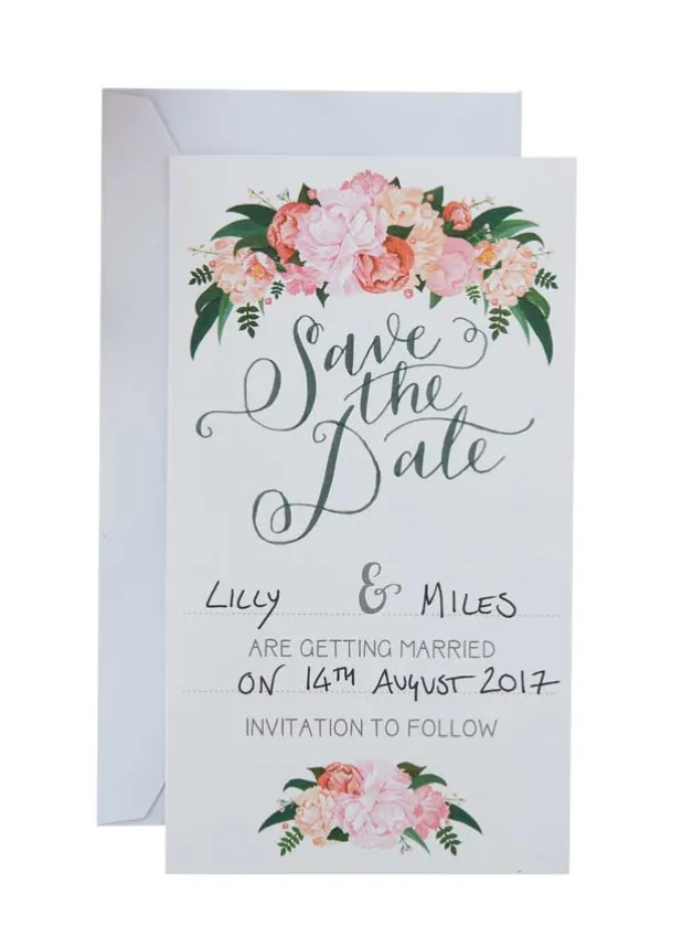 Hand illustrated floral save the date cards – boho