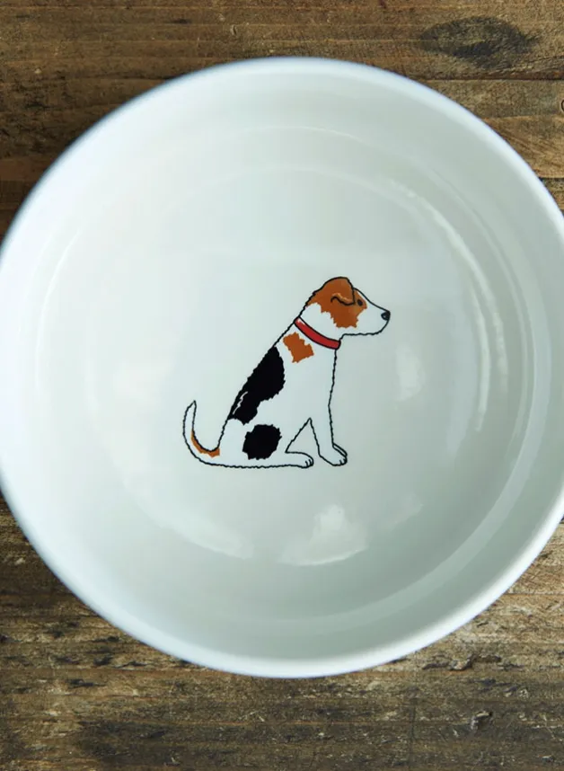 Hundskål med Jack Russel – 19 cm i porslin