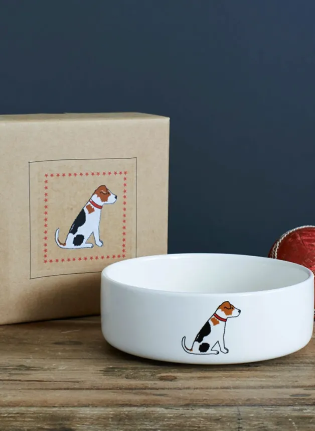Hundskål med Jack Russel – 19 cm i porslin