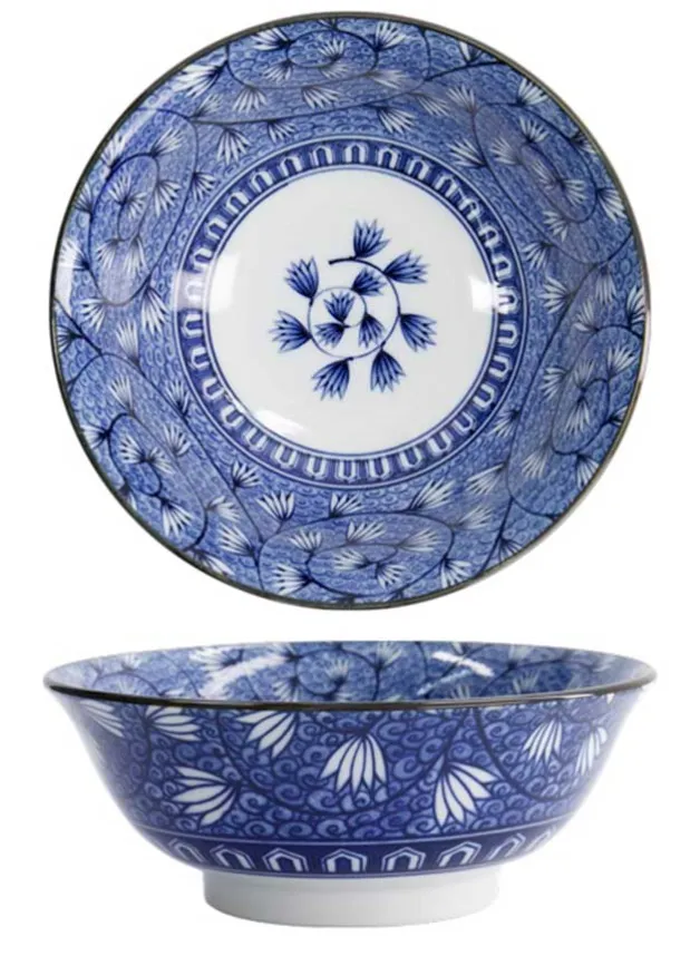 Japansk Ramenskål Hana Blue 20,5×8 cm 1200 ml – Tokyo Design