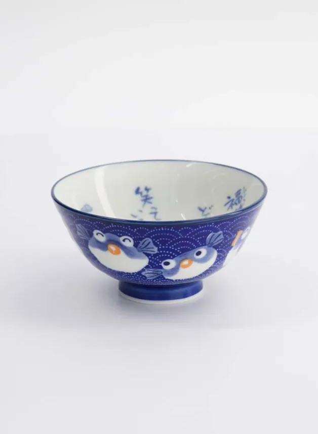 Japansk Risskål Blåsfisk Mörkblå 11,3×5,8 cm – Tokyo Design