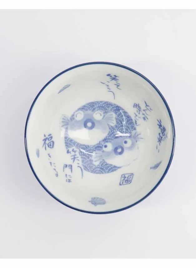 Japansk Risskål Blåsfisk Mörkblå 11,3×5,8 cm – Tokyo Design