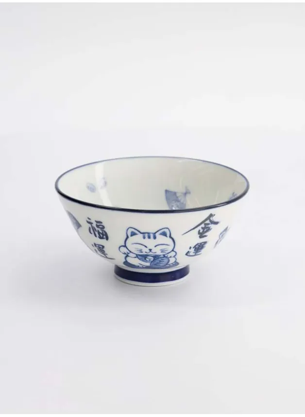 Japansk Risskål Lucky Cat 11,3×5,8 cm – Tokyo Design