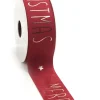 Julklappsband, presentband i RÖD sammets imitation Merry Christmas 40 mm bred – 5 meter