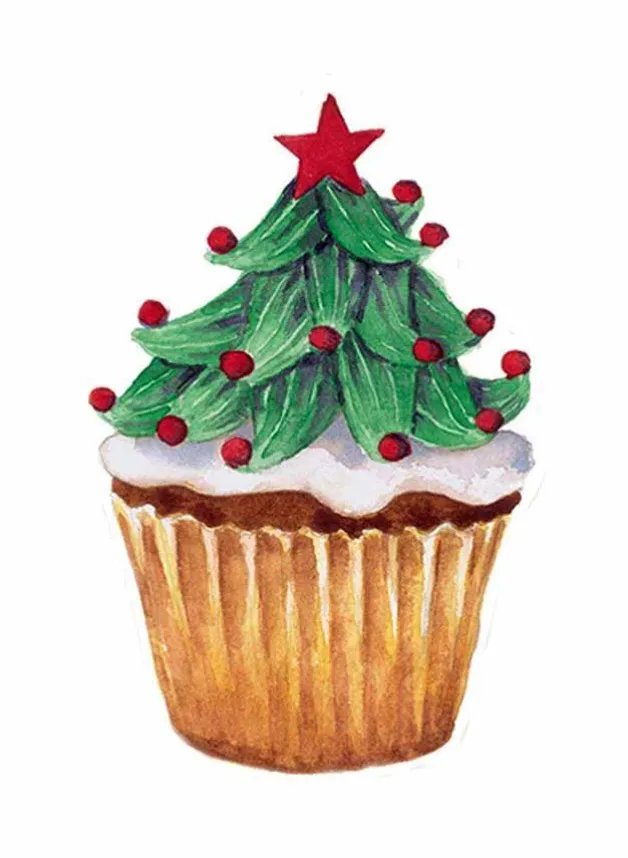 Julklappsetiketter 4 stycken 15 cm – Christmas Cupcakes – Caspari