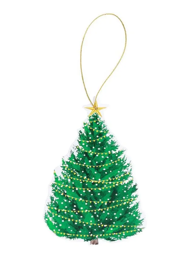 Julklappsetiketter 4 stycken – Christmas Tree with Lights Gift Hang Tags – Caspari