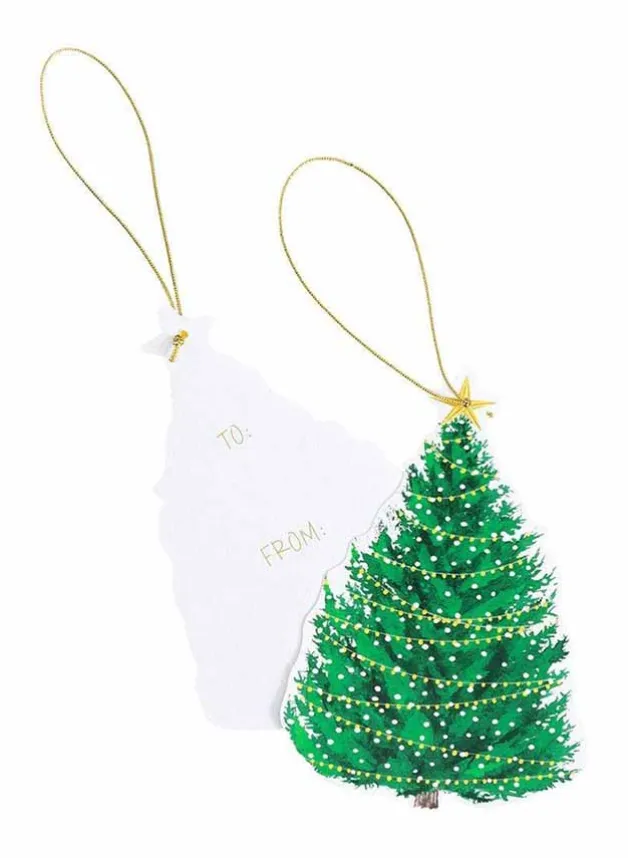 Julklappsetiketter 4 stycken – Christmas Tree with Lights Gift Hang Tags – Caspari