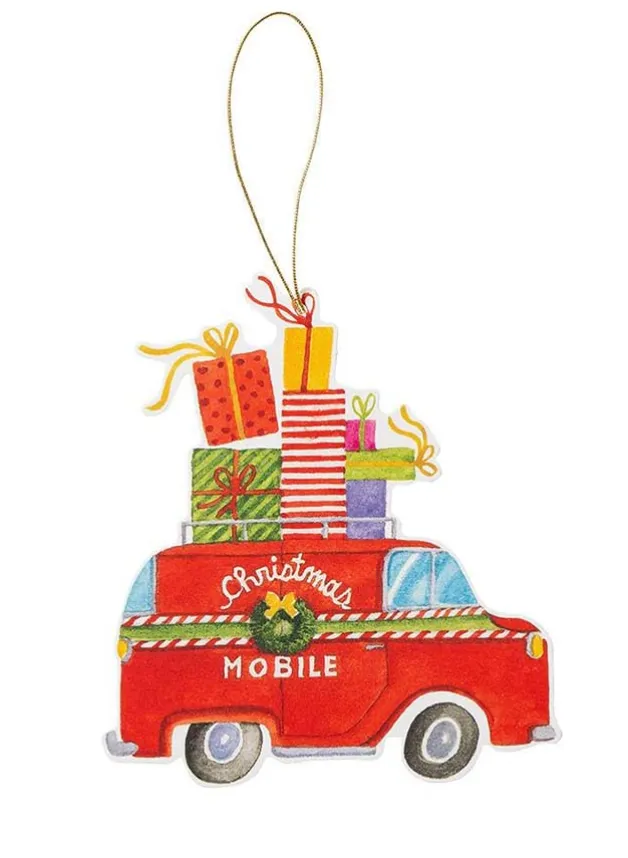 Julklappsetiketter 4 stycken – 15 cm – Christmas Mobile Gift Hang Tags – Caspari