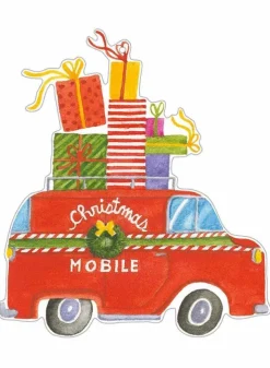 Julklappsetiketter 4 stycken – 15 cm – Christmas Mobile Gift Hang Tags – Caspari