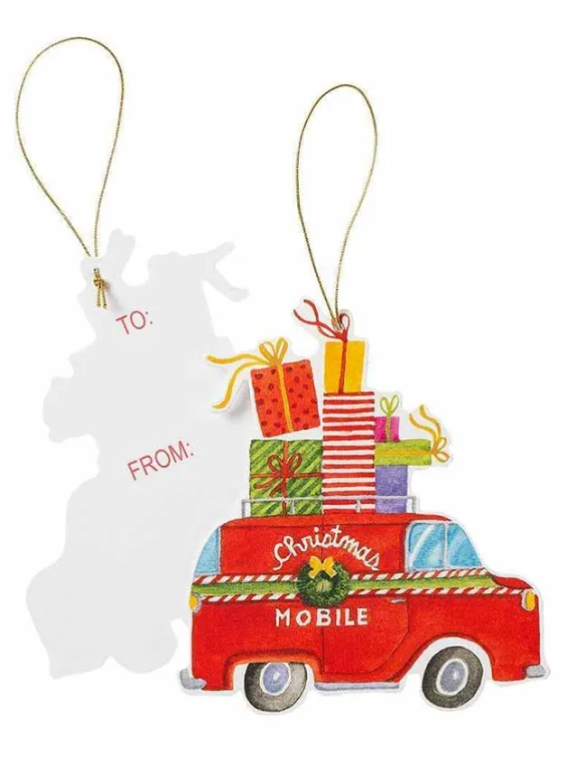 Julklappsetiketter 4 stycken – 15 cm – Christmas Mobile Gift Hang Tags – Caspari