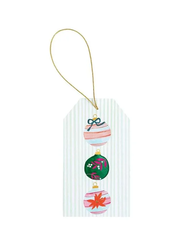 Julklappsetiketter 4 stycken – 6 x 10 cm – Julgranskulor – Caspari