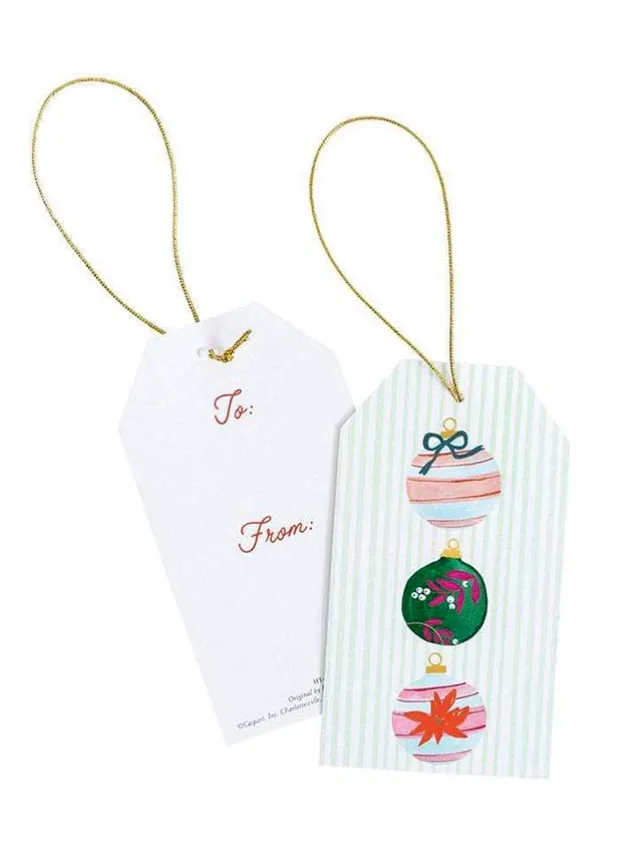 Julklappsetiketter 4 stycken – 6 x 10 cm – Julgranskulor – Caspari