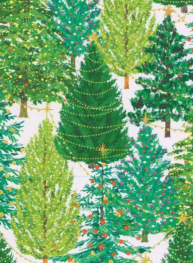 Julklappspapper Granskog med ljusslinga – Caspari