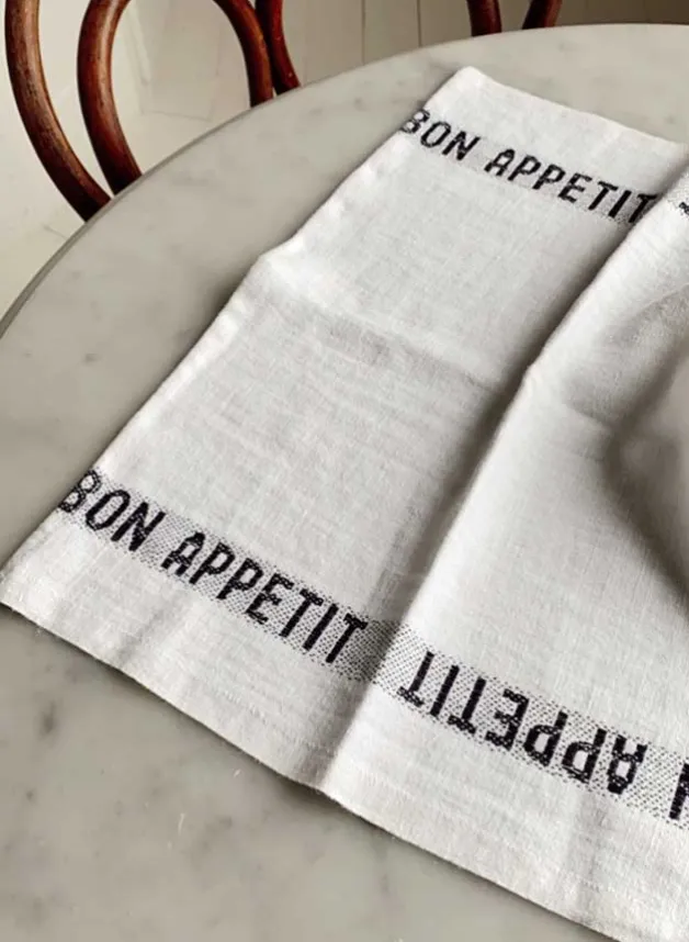 Kökshandduk i linne Bon Appetit Vit/Svart – TRP Charvet