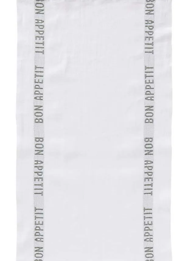 Kökshandduk i Linne Bon Appetit, Vit/Grön 45×77 cm