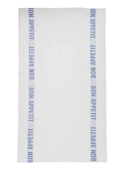 Kökshandduk i Linne Bon Appetit – Vit/blå 45×77 cm