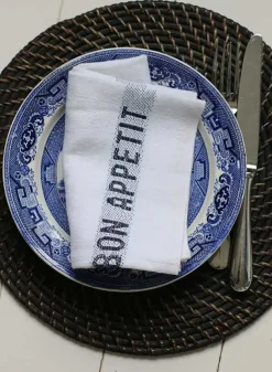 Linneservett – bon appetit vit/svart – 45 x 35 cm