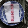 Linneservett – bon appetit vit/röd – 45 x 35 cm