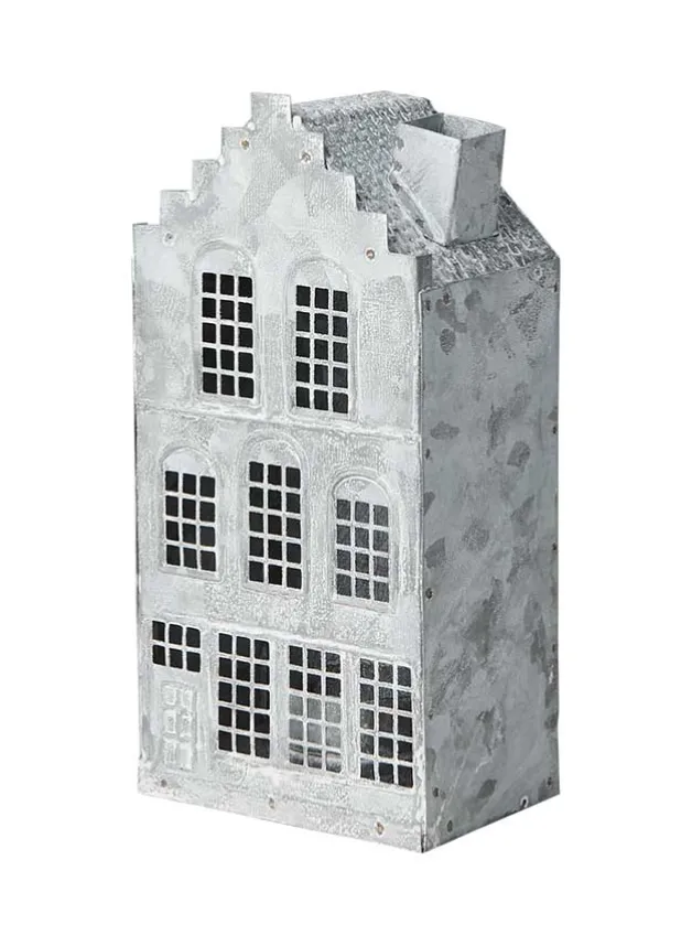 Ljuslykta Hus Fenix Grå/vit L9, B5,5, H17,5 cm – Affari