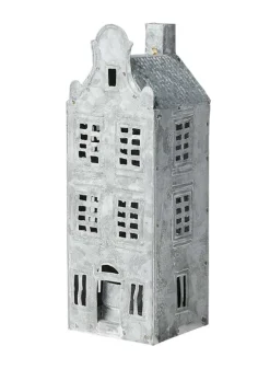 Ljuslykta Hus Fenix Grå/vit L6, B5, H18 cm – Affari