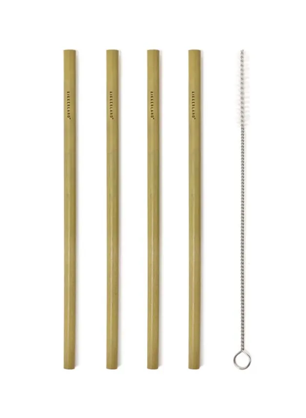 Miljövänliga sugrör i Bamboo – Set om 8 stycken