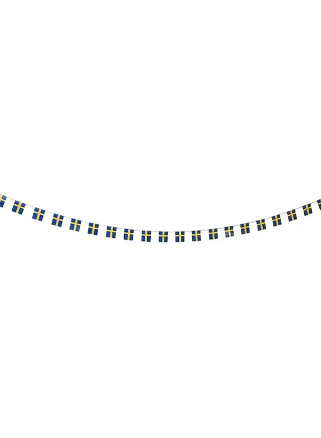 Minigirlang Svenska Flaggan i papper 4×6 cm, 1,5 m