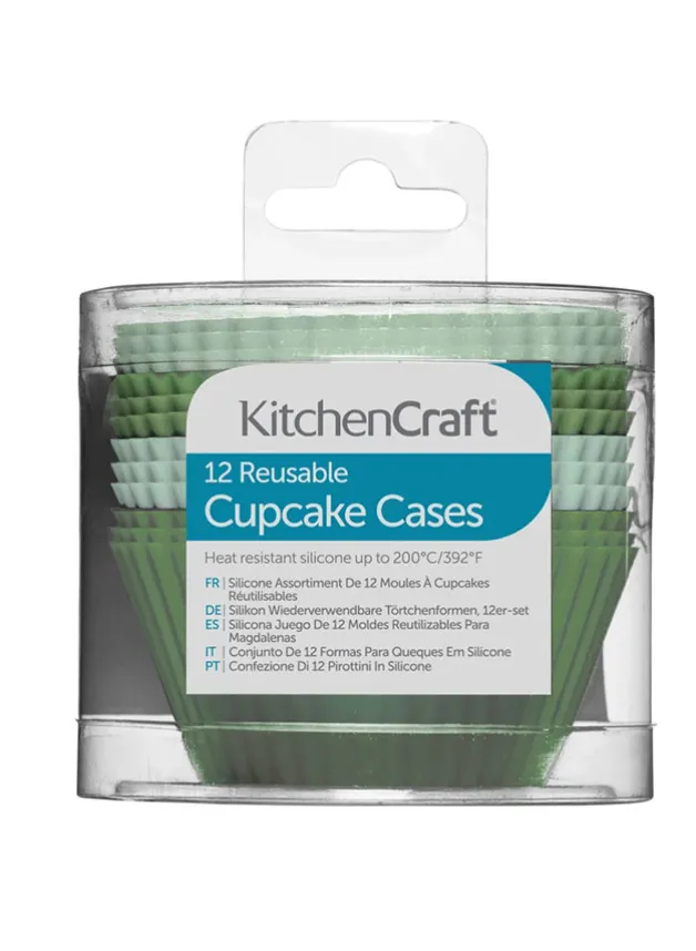 Muffinsformar i silikon – Grön – KitchenCraft