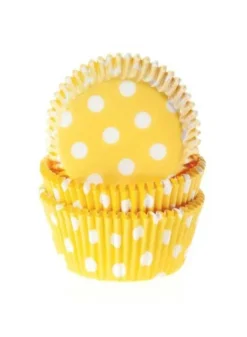Muffinsform Gul med vita prickar 50 st – House of Marie