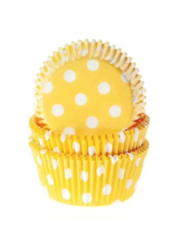 Muffinsform Gul med vita prickar 50 st – House of Marie